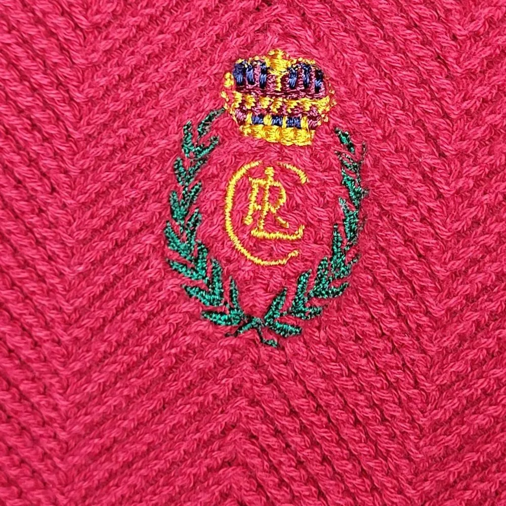 Chaps Ralph Lauren Sweater Men's Large Red Pullover‎ Hand Framed Cotton Outdoors